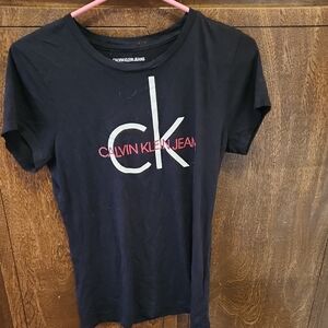 Calvin Klein Black Tee with Red and White Logo